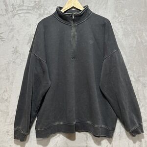 Ninth Hall Fundamentals Sheena BlackWash Oversized Quarter Zip Sweatshirt Size L